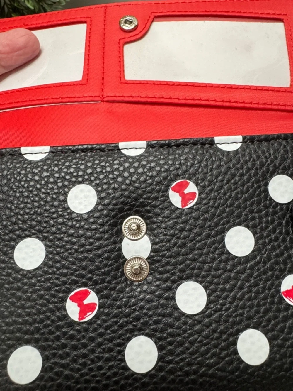 Disney Black Polka Dot Crossbody Wallet / Wristlet with Red Accent NWT - Picture 9 of 10